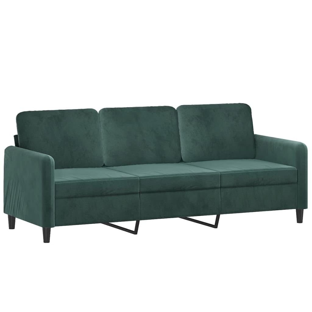 vidaXL 2 Piece Sofa Set in Dark Green Velvet - Softly Padded, Comfortable Living Room Furniture with Strong Plywood and Metal Frame, Ideal for Lounge Area