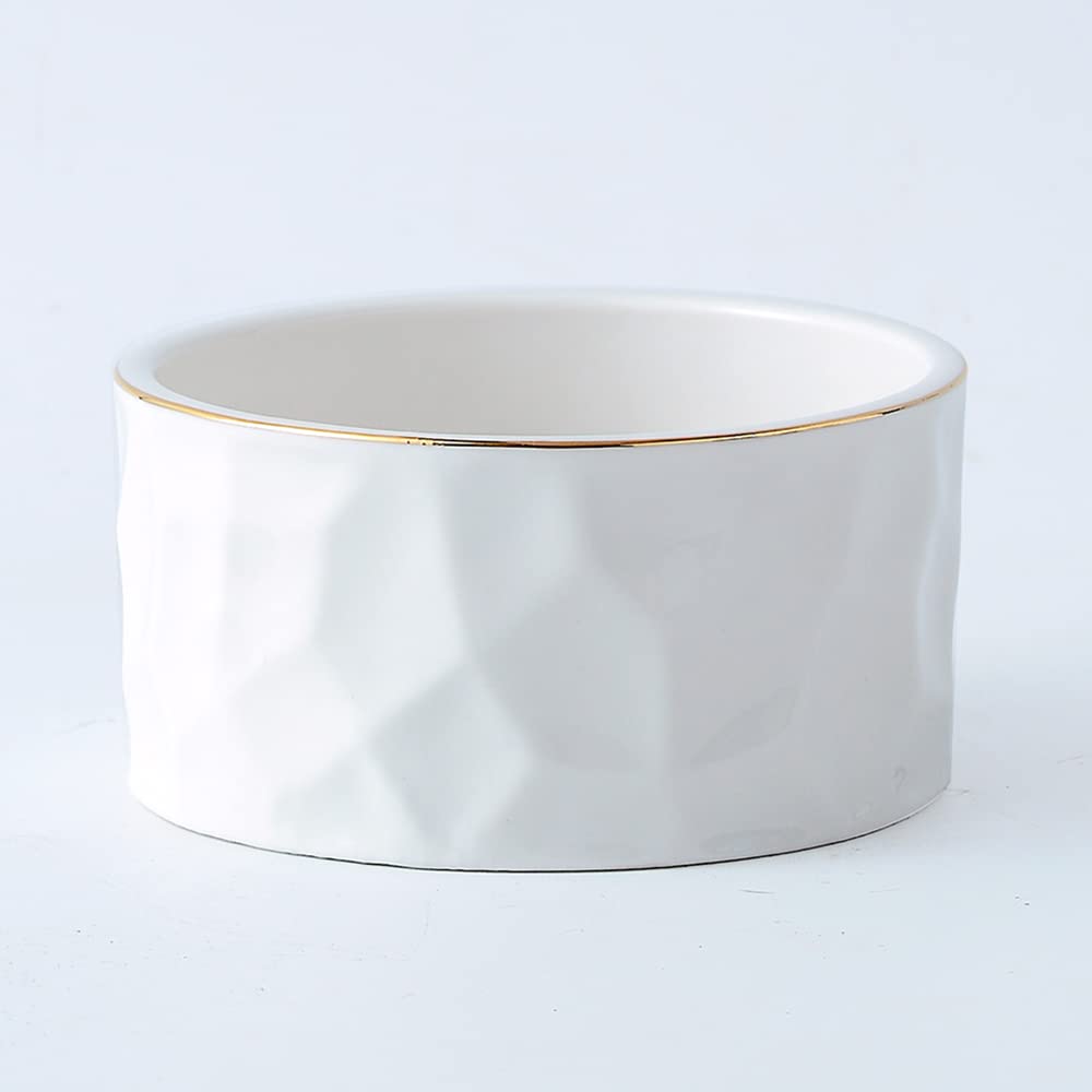 Yosco Paper Clip Holder Ceramic Round Paper Clips Dispenser For Desk Cute,Gold Line Office Binder Clips Dispenser Organizer (Whi