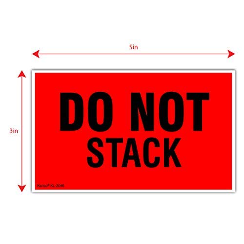 Kenco 3' X 5' Do Not Stack Fluorescent Shipping Label Stickers For Shipping And Packing - 500 Adhesive Labels Per Roll
