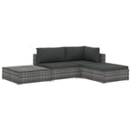 vidaXL 4 Piece Garden Lounge Set with Cushions Poly Rattan Gray