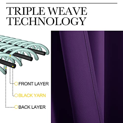 Nicetown Blackout Window Curtain Short, 55W X 86L, Sold Individually, Royal Purple Color, Home Fashion Thermal Insulated Room Darkening Drapery For Bedroom