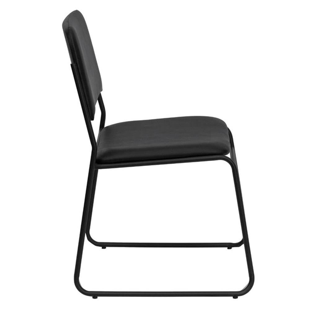Flash Furniture HERCULES Series 500 lb. Capacity High Density Black Vinyl Stacking Chair with Sled Base