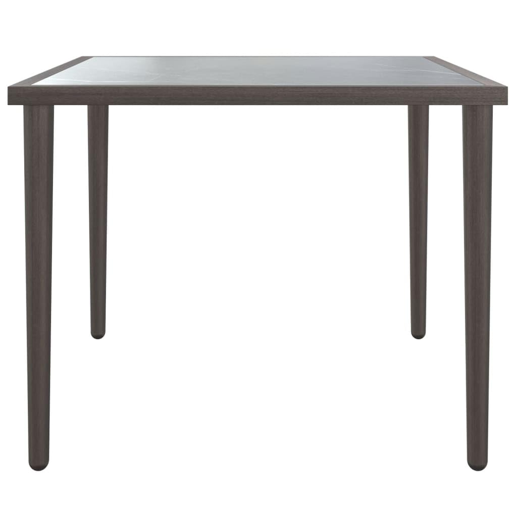 vidaXL Steel Patio Table - Durable Outdoor Coffee Table with Stable Top - Gray Lounge Table with Maximum Load Capacity of 242.5 lbs - 18.9"x18.9"x14.6" Dimensions – Assembly Required