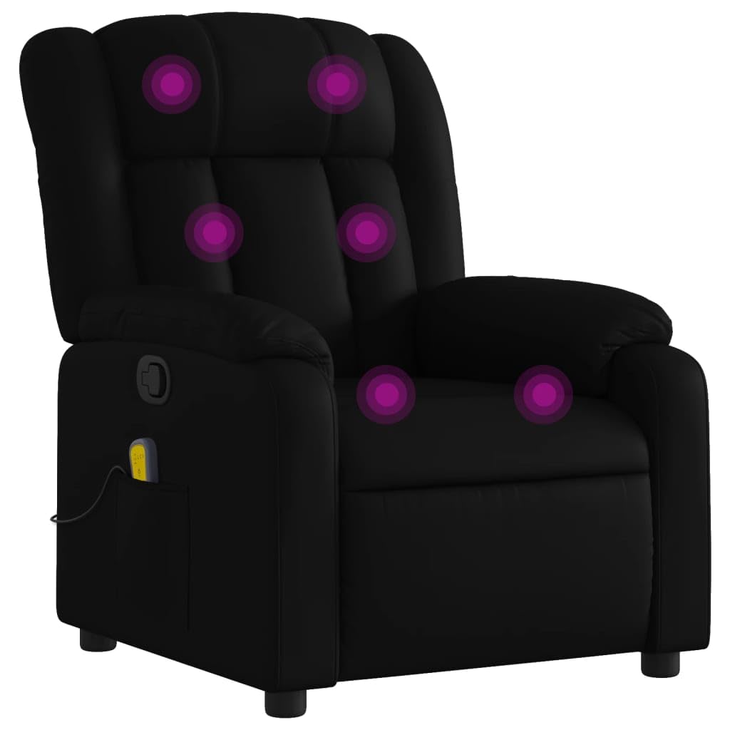 vidaXL Black Faux Leather Massage Recliner Chair - Manual Recline, Vibration Massage, Comfort Padding for Living Room/Lounge