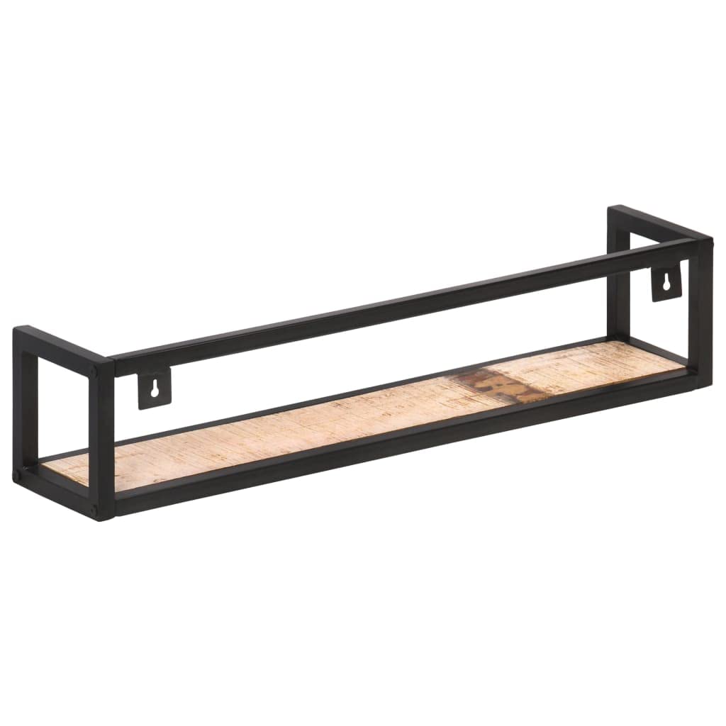 vidaXL Wall Shelves Floating Display Shelves - 2 Pcs - Solid Reclaimed Wood and Iron Frame - 31.5" Width - Industrial Style - Brown Finish