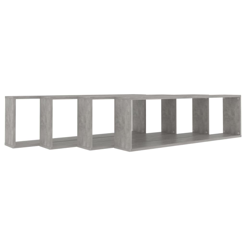 vidaXL Wall Cube Shelves 4 pcs Concrete Gray 39.4&quot;x5.9&quot;x11.8&quot; Engineered Wood