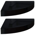 vidaXL Wall Corner Shelves Floating Corner Shelf 2 Pcs High Gloss Black MDF