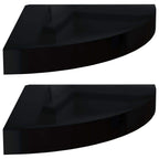 vidaXL Wall Corner Shelves Floating Corner Shelf 2 Pcs High Gloss Black MDF