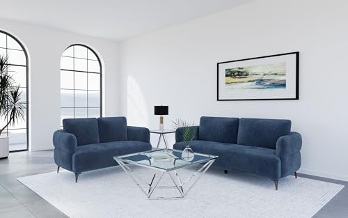 Coaster Home Furnishings Lively 2-Piece Chenille Upholstered Sofa Set Blue