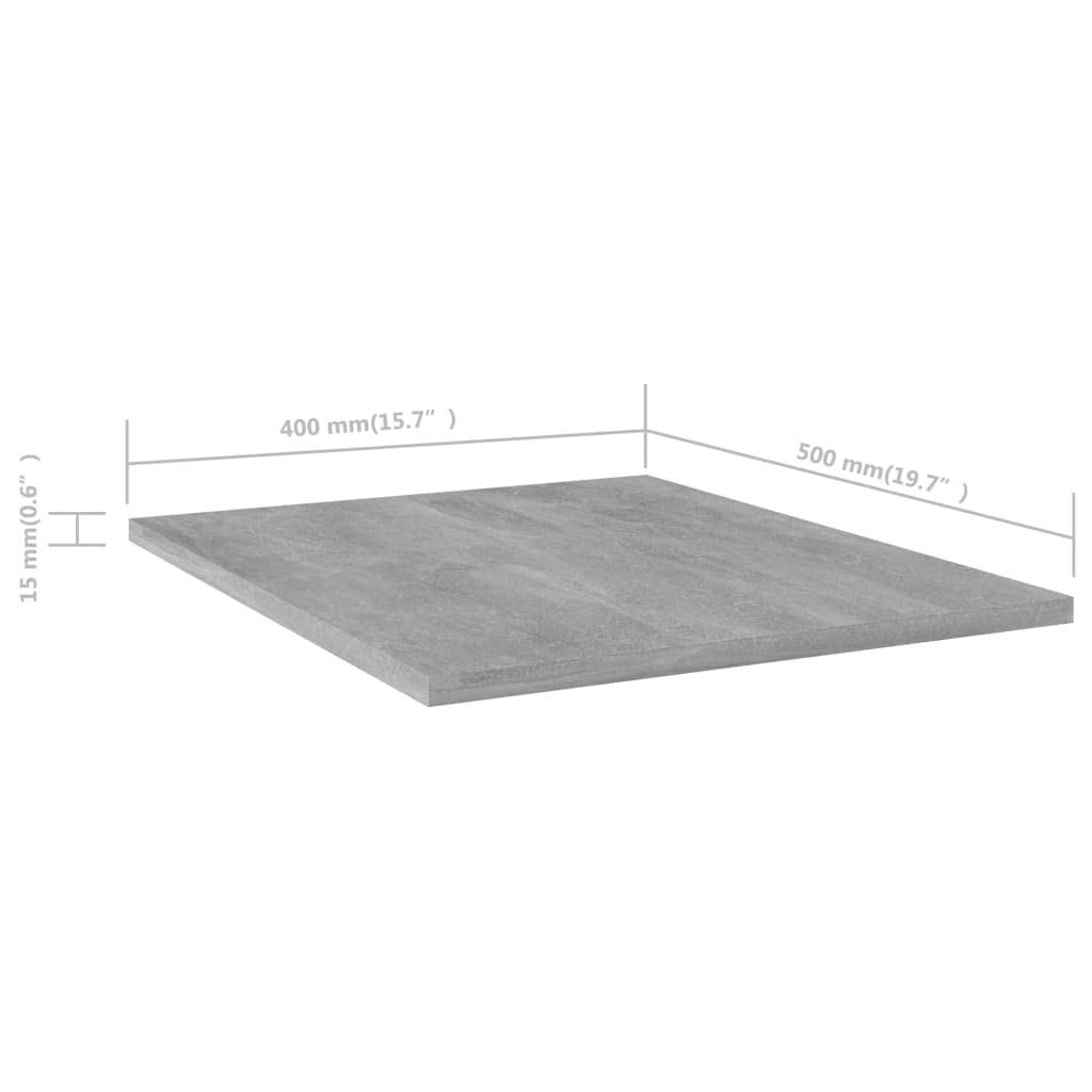 vidaXL 4 pcs Concrete Gray Bookshelf Boards | Simplistic Design | Versatile Use | Easy to Clean | Engineered Wood