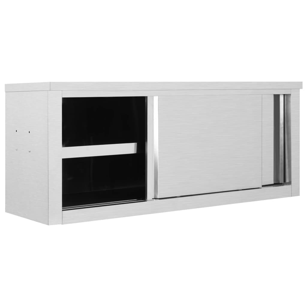 vidaXL Kitchen Cabinet with Sliding Doors Storage Cabinet Restaurant Hotel Canteen 120 x 40 x 50 cm Stainless Steel