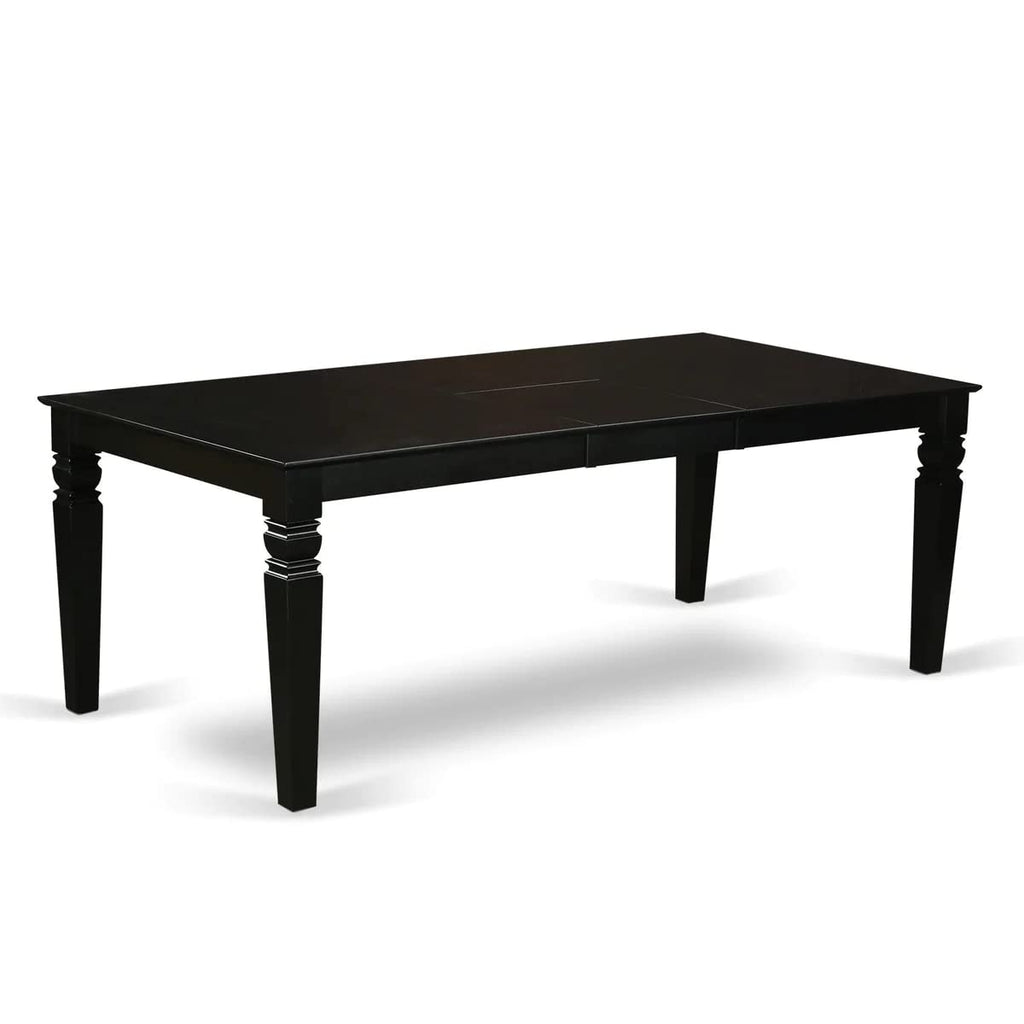 East West Furniture Lgce5-Blk-21 5 Piece Dining Table Set For 4 Includes A Rectangle Kitchen Table With Butterfly Leaf And 4 Mineral Blue Linen Fabric Parson Chairs, 42X84 Inch, Black