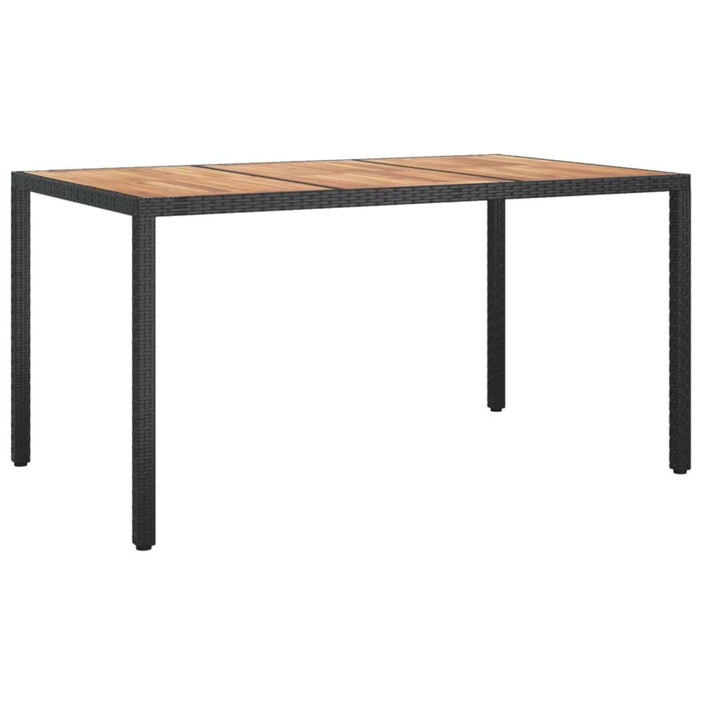 Vidaxl - Stylish Outdoor Garden Table In Black, Made From Poly Rattan And Acacia Wood With Measurements 59.1&quot;X35.4&quot;X29.5&quot;