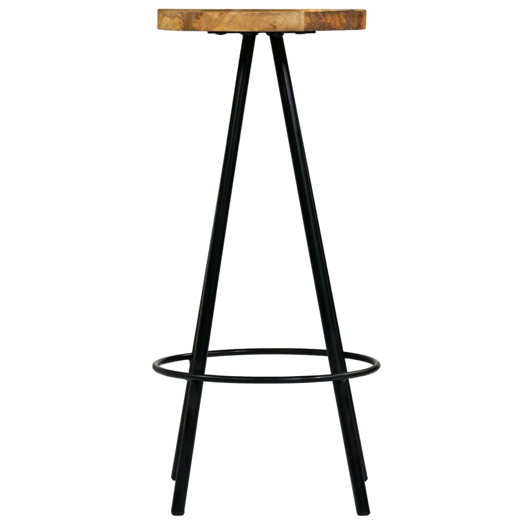 vidaXL Rustic Bar Stools Set of 2, Industrial Design with Solid Mango Wood Seats and Steel Frames, Brown