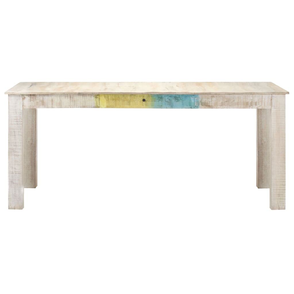 vidaXL Solid Mango Wood Dining Table - Durable, Whitewash Finish, Versatile Use, Unique Wood Grains, Easy Assembly, 70.9&quot; x 35.4&quot; x 29.9&quot;