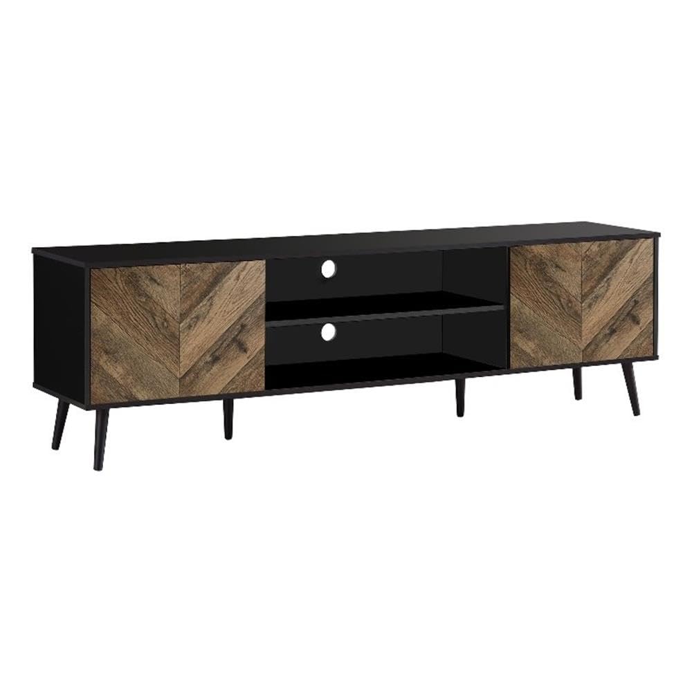 Monarch Specialties 2781, 72 Inch, Console, Media Entertainment Center, Storage Cabinet, Living Room, Brown and Black 1 Tv Stand, 71' L x 15.5' W x 22.5' H