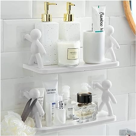 Brightzone Plastic Multipurpose Wall Mount Floating Shelf&Rack With Self Adhesive Sticker. Wall Mounted Storage Shelf Organiser 