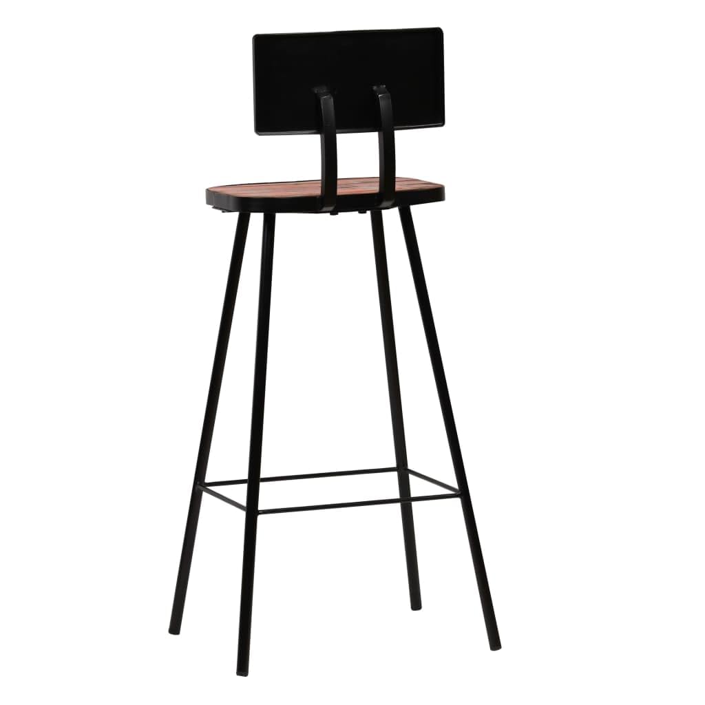 vidaXL Bar Chairs (2 pcs) - Antiqued Solid Reclaimed Wood, Rustic Industrial Finish, Durable Steel Frame, Comfortable Footrest - Brown