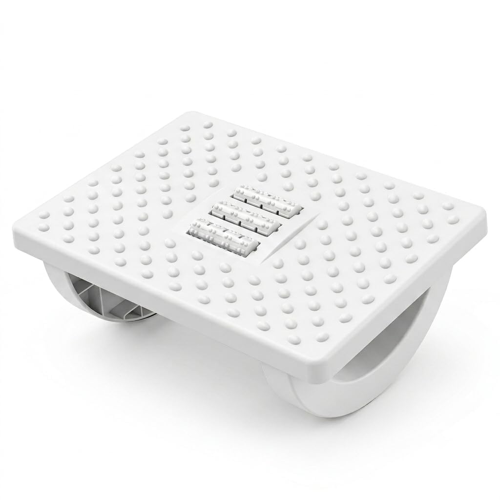Compact Foot Rest Under Table With Massage Rollers & Texture | Ergonomic Footrest For Office Desk | Foot Rest For Chair & Sofa |