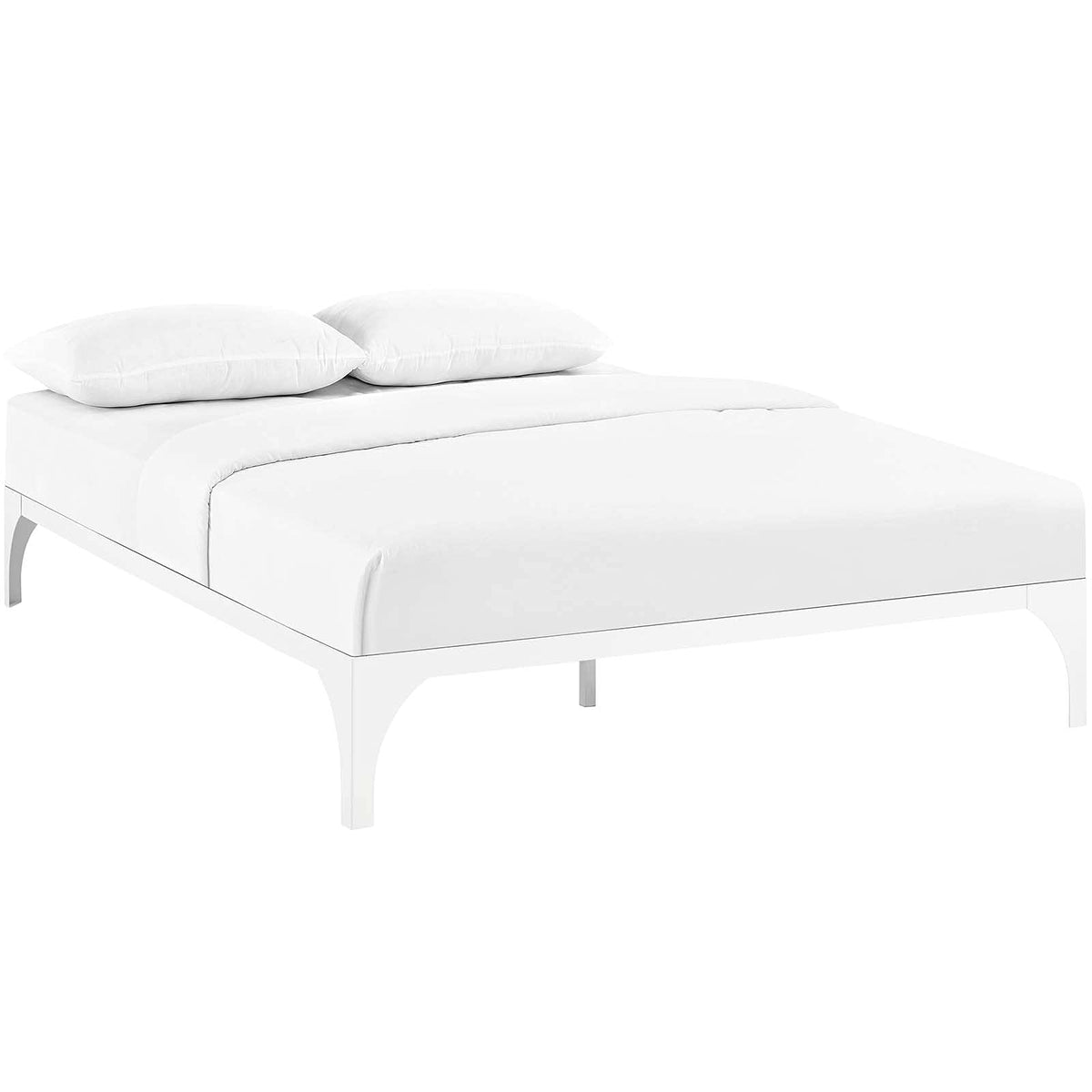 Modway Ollie Steel Modern Full Platform Bed Frame Mattress Foundation With Slat Support In White