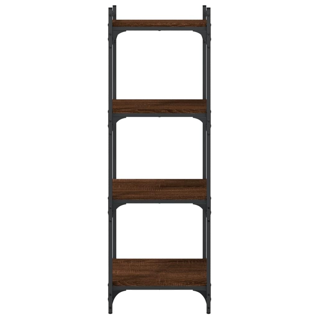vidaXL Bookcase, 4-Tier Storage Cabinet for Living Room, Book Shelf with Adjustable Feet, Display Shelf, Industrial Style, Brown Oak Engineered Wood