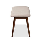 Baxton Studio Flora Mid-Century Modern Light Grey Fabric Upholstered Walnut Finished Wood Dining Bench