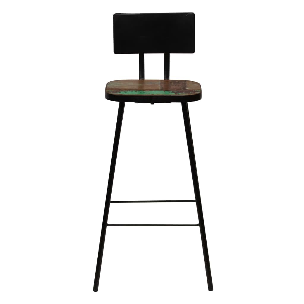 vidaXL Bar Chairs (2 pcs) - Antiqued Solid Reclaimed Wood, Rustic Industrial Finish, Durable Steel Frame, Comfortable Footrest - Brown