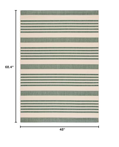 Safavieh Courtyard Collection 4' X 5'7'' Beige/Dark Green Cy6062 Stripe Indoor/ Outside Waterproof Easy Cleansingpatio Backyard