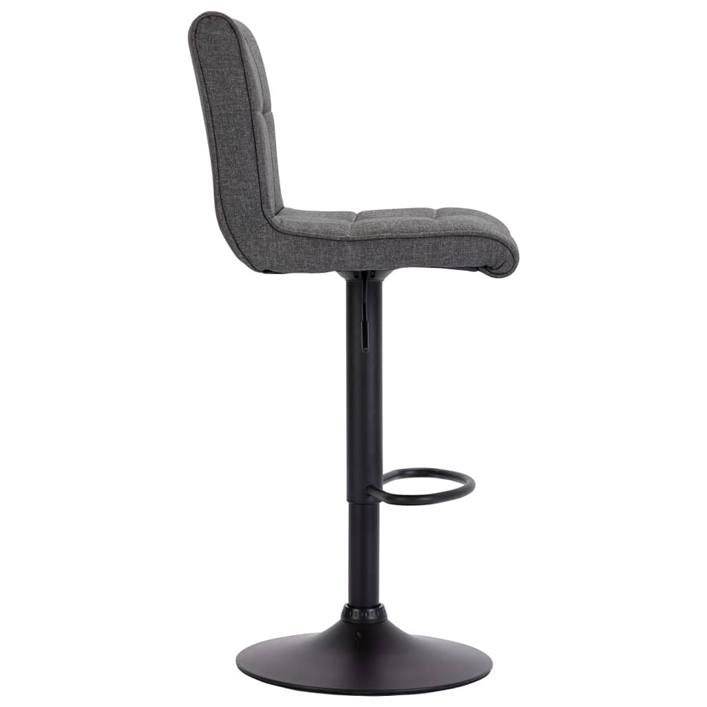 vidaXL Dark Gray Fabric Bar Stool - Adjustable Height Swivel Pub Chair with Built-in Footrest and Ergonomic Design, Perfect for Bar or Dining Area Use