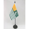 Azad Kashmir Table Flag 4' X 6' - Ajk Free Kashmir Desk Flag 15 X 10 Cm - Black Plastic Stick And Base - Az Flag