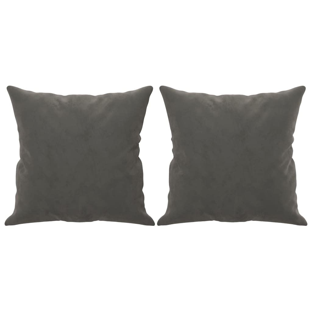 vidaXL Set of 2 Dark Gray Velvet Throw Pillows 15.7”x15.7” with PP Cotton Inserts - Square Decorative Cushions for Home Decor, Sofa, Bed, Lounge