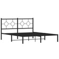 vidaXL Robust Metal Bed Frame with Headboard - Black Steel, 81.5"x61.4"x35.8" - Platform Double Bed for Bedroom with Storage Space