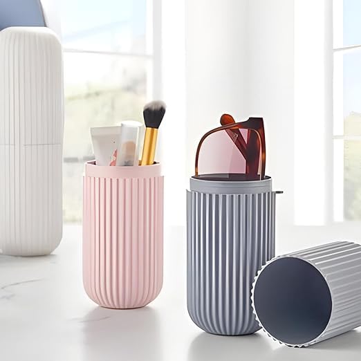 DHMORA Capsule Shape Toothbrush Holder/Multipurpose Storage Holder/Cover Organizer for Bathroom and Travel Use (Pack of 2)