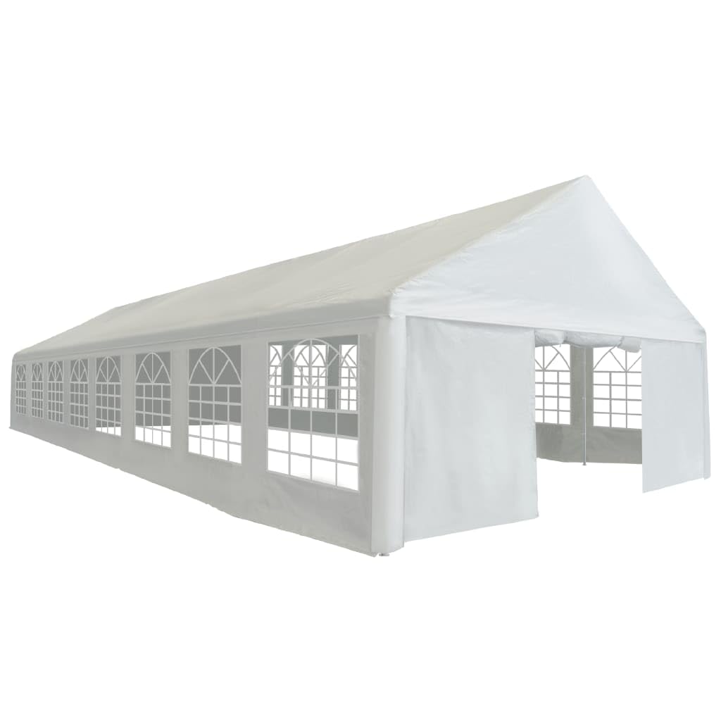 vidaXL Large White Party Tent - 100% PE Gazebo for Outdoor Events - Rust-Resistant Steel, Waterproof Cover, Decorative Window Panels