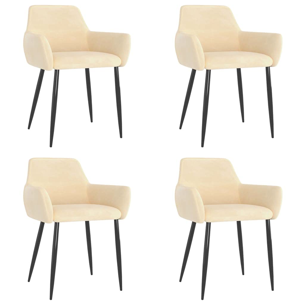 vidaXL Dining Chairs in Cream Velvet - Set of 4, Modern Design, Soft-to-Touch Backrest, Sturdy Metal Legs, Perfect for Indoor Furnishing