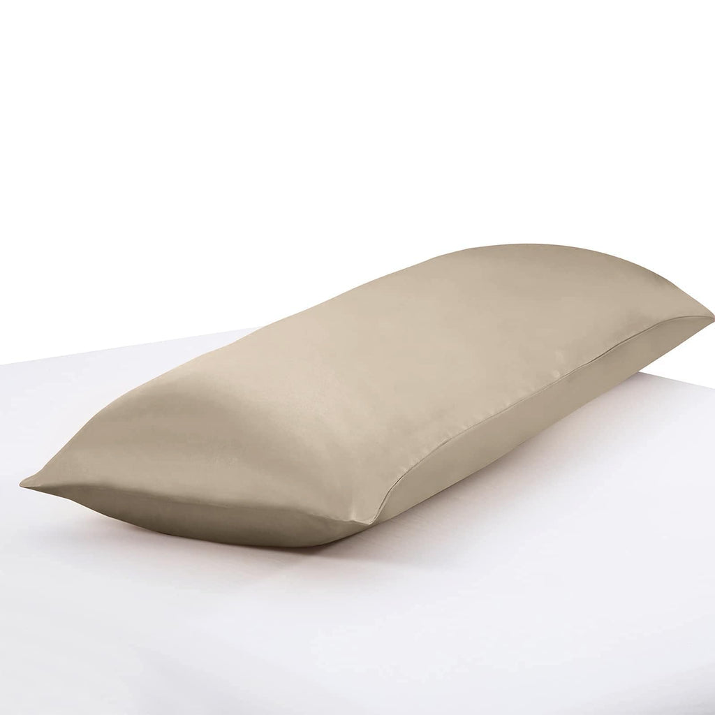 Ersmak Satin Body Pillow Cover, 20X54 Inches Sand Ultra Soft Satin Body Pillow Case For Hair And Skin, Silky Slip Cooling Long S