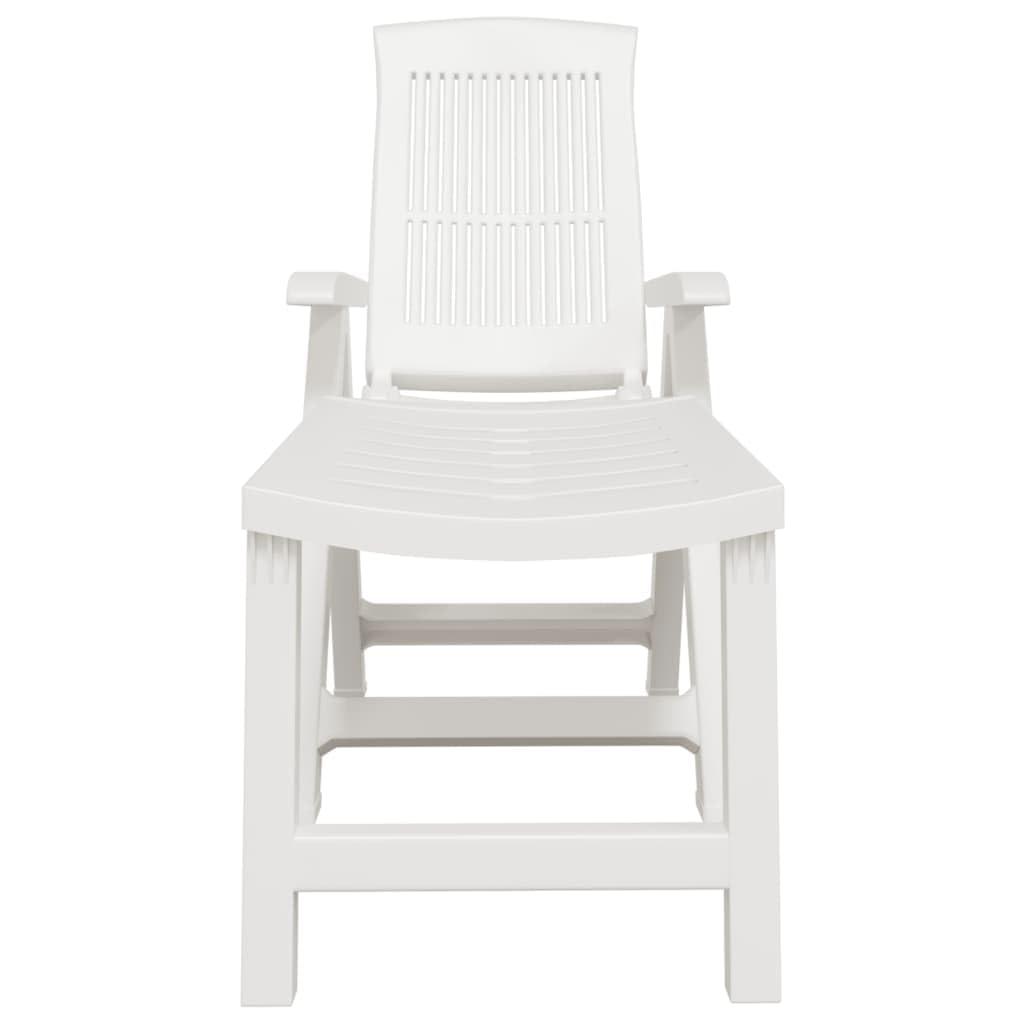 vidaXL White Plastic Sun Lounger - Thumbnail 3