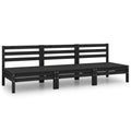 vidaXL Solid Pinewood Patio Lounge Set 3 Piece Garden Outdoor Terrance Backyard Furniture Set Wooden Lounge Sofa Seating Chair Seat Black