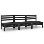 vidaXL Solid Pinewood Patio Lounge Set 3 Piece Garden Outdoor Terrance Backyard Furniture Set Wooden Lounge Sofa Seating Chair Seat Black