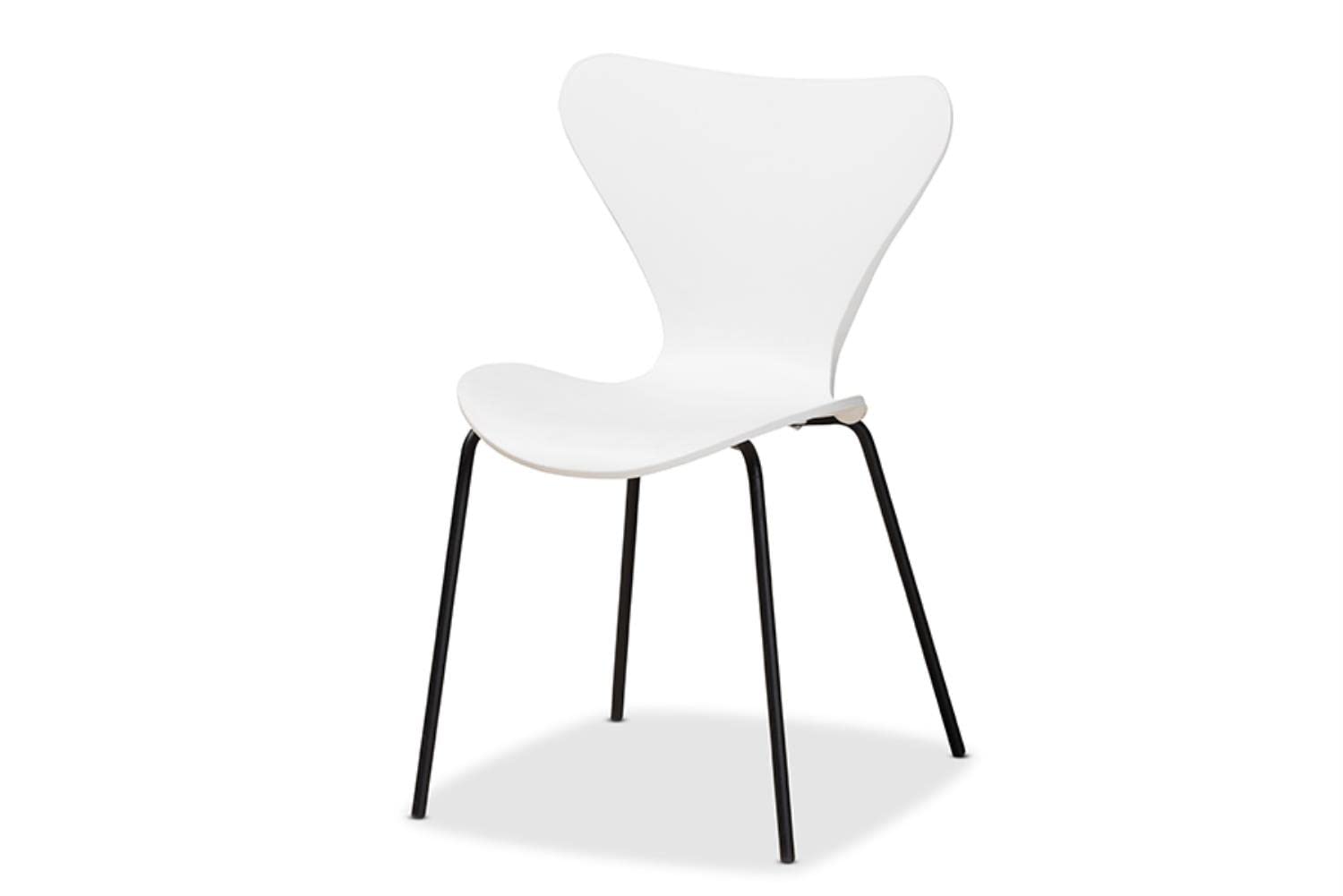 Baxton Studio Jaden Modern and Contemporary White Plastic and Black Metal 4-Piece Dining Chair Set