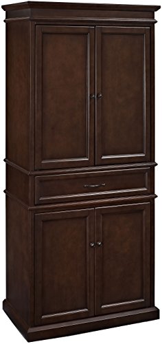 Crosley Furniture Parsons Traditional Pantry Storage Cabinet With Shelves, Kitchen, Dining, Or Laundry Room, Vintage Mahogany