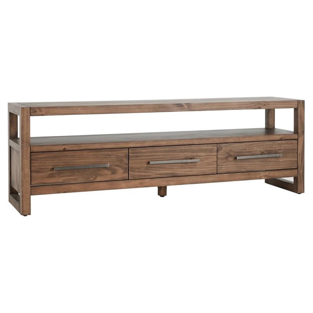Kosas Home Fenmore 3-Drawer Pine Wood Tv Stand For Tvs Up To 66' In Almond Brown