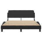 vidaXL Faux Leather Bed Frame with Headboard - Double Bed, Black/White, Plywood Slats, Metal, Pine Wood - 81.9"x55.9"x29.3"