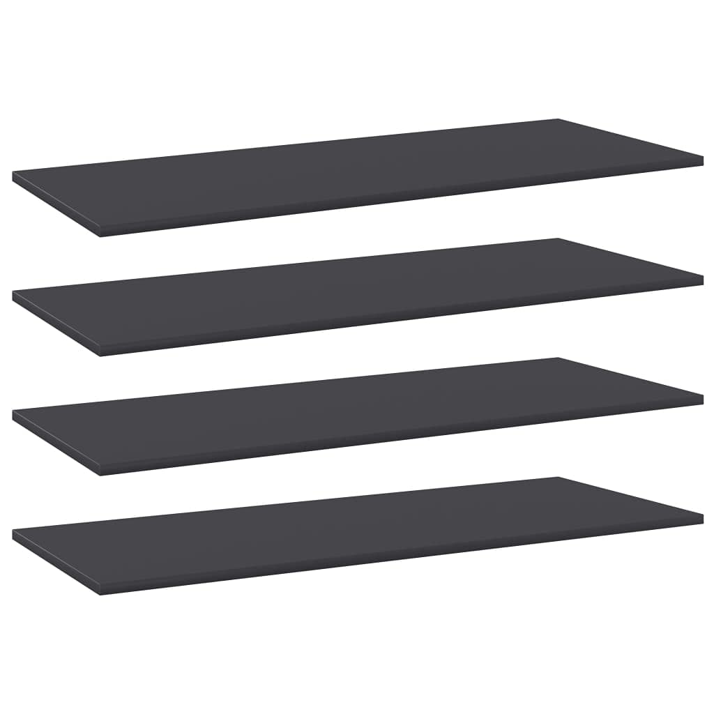 vidaXL Bookshelf Boards Engineered Wood Gray 39.4x15.7x0.6 - Simple and Modern Design for Home Storage, Easy-to-Clean & Durable, 4 Pack
