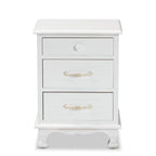 Baxton Studio Layton Classic and Traditional White Finished Wood 3-Drawer Nightstand