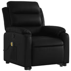 vidaXL Black Faux Leather Power Lift Massage Recliner Chair - Motorized Armchair with Vibration, Manual Recline, and Side Pocket