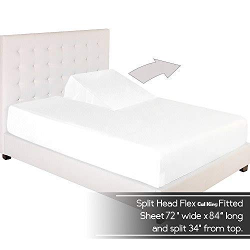 Split Cal King - 100% Cotton Split-Top-California King (Adjustable Cal King Bed Size Fitted Sheet Only) 300Tc, Solid White, Sate