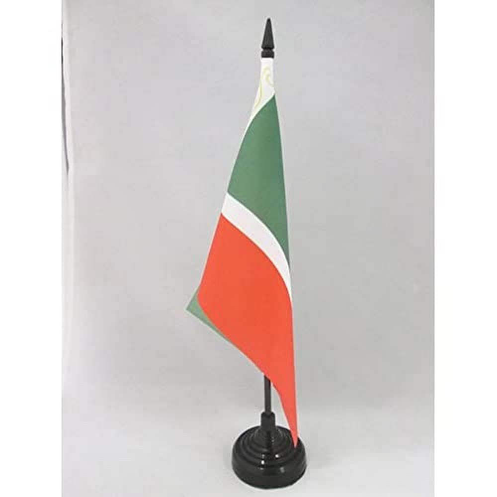Chechen Republic Table Flag 5' X 8' - Chechnya Desk Flag 21 X 14 Cm - Black Plastic Stick And Base - Az Flag