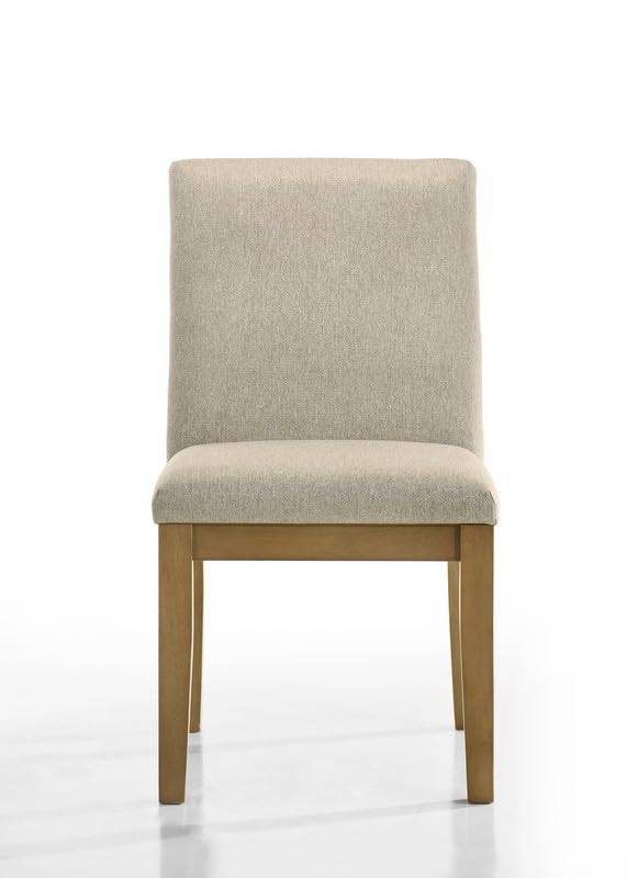 Lilola Home Jasper Set of 2 Driftwood Finish Beige Fabric 19&quot; W Dining Chair
