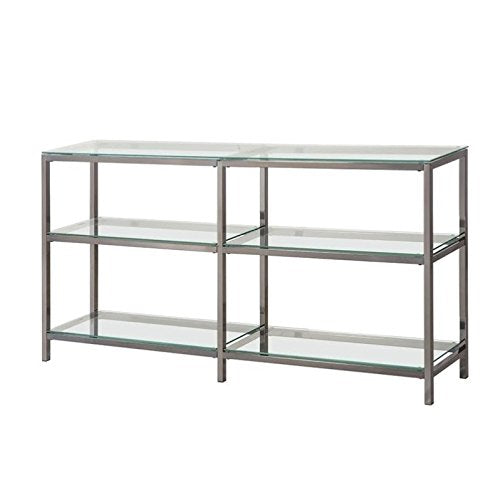 Coaster Furniture Book Case Coaster Contemporary Black Nickel Finished Two Tier Metal Bookcase/Console with Glass Shelves 801018